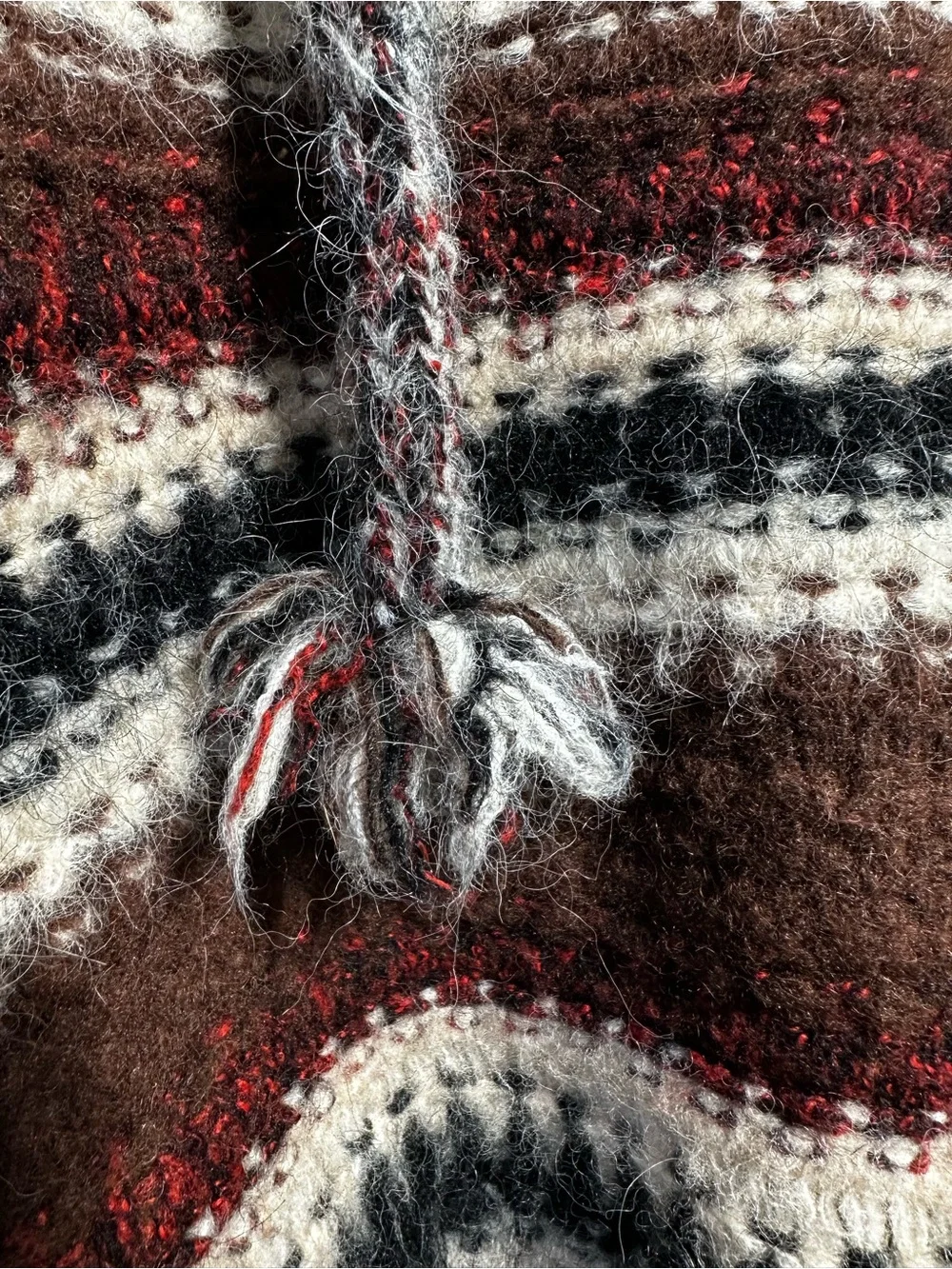 Zara Alpaca Wool Hooded Lace Up Striped Sweater Boho Western Cozy S - Picture 3 of 11